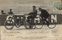 CPA Moto velo cycle Guignard entraine par Danglard