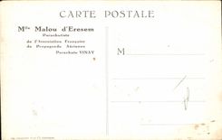 CPA Aviation Avion Mlle Malou d'Eresem Parachutiste