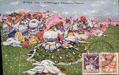 VINTAGE POSTCARD Illustrateur Upkra Josa the pilgrimage has St Antoine year Moldavie Romania