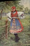 VINTAGE POSTCARD Illustrator Eda Kubicek devce Z Borsova Kyjov