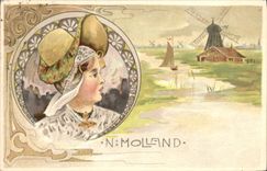 CPA Illustrateur N Holland Moulin a vent