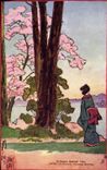 VINTAGE POSTCARD Japanese Japan Douglas Sladen In Cherry blossom time
