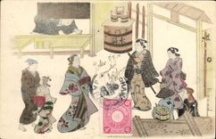 VINTAGE POSTCARD Japanese Japan Women Folklore