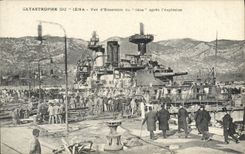 VINTAGE POSTCARD Boat War Catastrophe of Iena Overall picture of Iena after the explosion