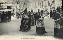 VINTAGE POSTCARD Boat War Catastrophe of Iena Monseigneur Guilibert bishop of Frejus clergy going to the ceremony