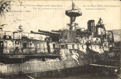 VINTAGE POSTCARD Boat War Catastrophe of Iena after the explosion Seen in prospect for the dimension starboard and basin