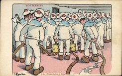 CPA Illustrateur Gervese Nos marins Incendie a bord 
