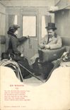 CPA Train en wagon Femme