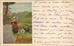 CPA Train Auvergne Folklore Chemins de fer d'Orleans et PLM Chevre Bouc 