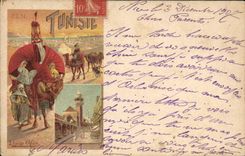 VINTAGE POSTCARD Train Camel Tunisia Hugo d' Alesie