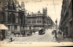 CPA Tramway Train Rouen La rue Jeanne d'Arc