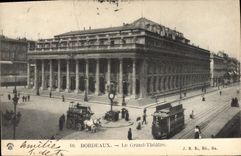 VINTAGE POSTCARD Tram Bordeaux Train the large theater
