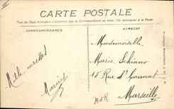 VINTAGE POSTCARD Tram Train Nimes Apse of the church St Baudille Byrrh