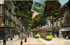 CPA Tramway Train Nice Avenue de la gare 