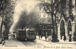 CPA Tramway Train Nice Avenue de la gare Notre Dame