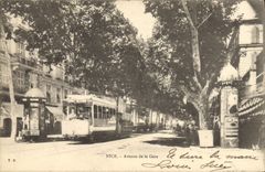 CPA Tramway Train Nice Avenue de la gare