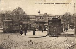 CPA Tramway Train Lyon Cours Verdun et gare de Perrache Ricqles
