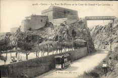 CPA Tramway Train Cette le fort St Pierre et la cour du stand La Cettoise 
