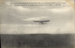 VINTAGE POSTCARD Aviation Plane Great week of aviation of Champagne a flight of Bleriot qualifying for the cut Gordon Simpleton