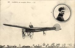 VINTAGE POSTCARD Aviation Garros Plane on Bleriot monoplane