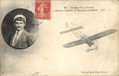 VINTAGE POSTCARD Aviation Plane Great festivals of aviation the Gibert aviator on Bleriot monoplane