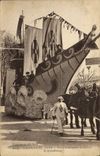CPA Aviation Avion Aix Carnaval de Cristophe Colomb a Lindberg Attelage Boeufs Bateau 