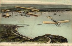 CPA Aviation Avion Grande quinzaine Le Havre Trouville Deauville la traversee de la Baie 