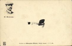 VINTAGE POSTCARD Aviation Mouthier Plane on monoplane Driving Bleriot Anzani