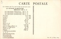 El plano Breguet Sesquiplan de la aviación de la POSTAL de la VENDIMIA del gran tipo XIX del reconocimiento tiene 2