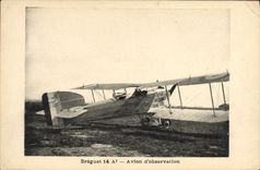 VINTAGE POSTCARD Aviation Plane Breguet 14 has 2 Observation aircraft