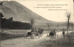 VINTAGE POSTCARD Automobile Circuit of Auvergne cuts Gordon Bennett 1905 plain of Laschamps and Puy de Dome Departure and arrived of