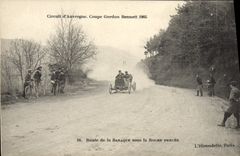 VINTAGE POSTCARD Automobile Circuit of Auvergne cuts Gordon Bennett 1905 Route of the Hut under bored rock Velo Cycles Cycling