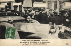 VINTAGE POSTCARD Automobile Motor-show 1913 1914 Reception of the President of the Republic Schneider Ratchet