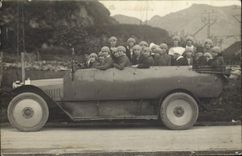 Real photo Automobile Bus Women