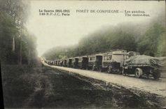 VINTAGE POSTCARD Drill of Compiegne buses