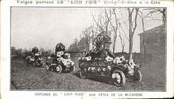 VINTAGE POSTCARD the black Lion Cars of the Black Lion to the festivals of the Semi Lent
