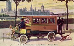 CPA Omnibus a petrole de Dion Bouton Puteaux Chien Londres London 