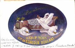 VINTAGE POSTCARD Automobile the 10 Mors 12:00 is a travelling eiderdown