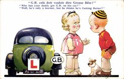 CPA Automobile Enfants Chien 