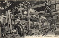 VINTAGE POSTCARD Automobile Factory Michelin Clermont Ferrand a corner of the workshop of turning
