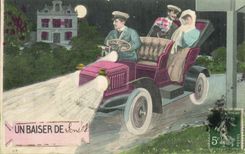 CPA Automobile Un baiser de Lons 