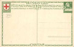 VINTAGE POSTCARD Illustrator Festival National 1921 Switzerland Nurse Woman Red Cross Child