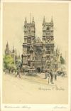 VINTAGE POSTCARD Illustrator London Westminster Abbey
