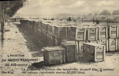 CPA Avion Aviation des Grandes Manoeuvres du Sud Ouest Provision d'essence des escadrilles du parti bleu 