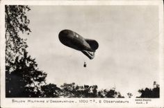 VINTAGE POSTCARD Plane military Aviation Balloon of observation