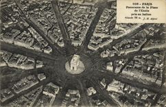 CPA Avion Aviation Paris Panorama de la place de l'Etoile pris en ballon 
