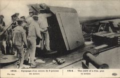 CPA Bateau Guerre Equipage d'un canon de 6 pouces en action 