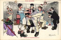 CPA Illustrateur Gervese Nos Marins Avant la representation