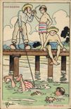 CPA Illustrateur Gervese Nos Marins La baignade 
