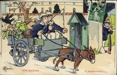 CPA Illustrateur Gervese Nos Marins A gauche toute Ane Mule 